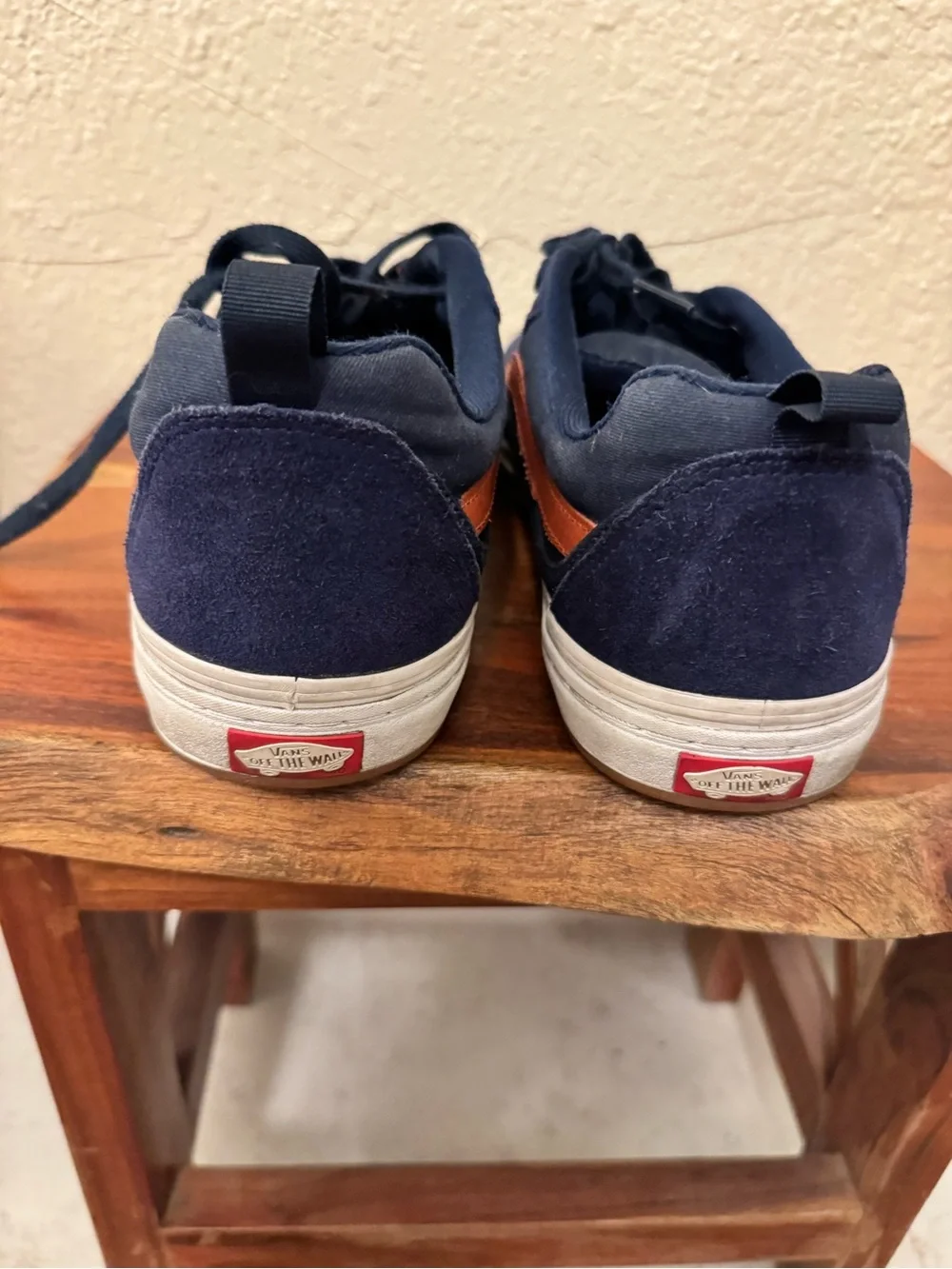 Vans Navy Suede Sneakers with Orange Side Stripe